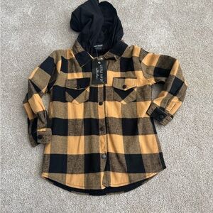 NWT Little Bipsy checkered flannel hooded jacket